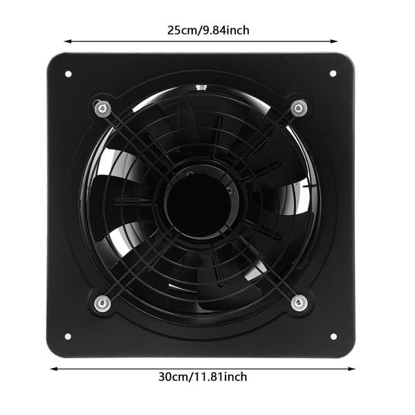 10 Tommer Udsugningsventilator, Moderne Vægbeslag Design, Kraftfuld 741CFM Luftstrøm, sort