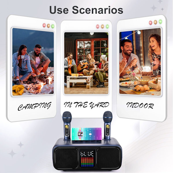 Bluetooth Karaoke maskine, Touchscreen LED lys, Professionelt lydsystem