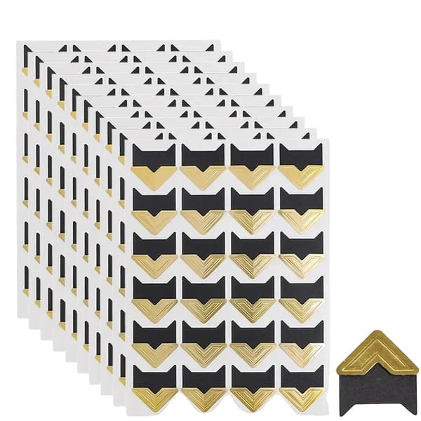 Fotohörnstickers, Kraftpapper, Tecknad stil, Guld-480st
