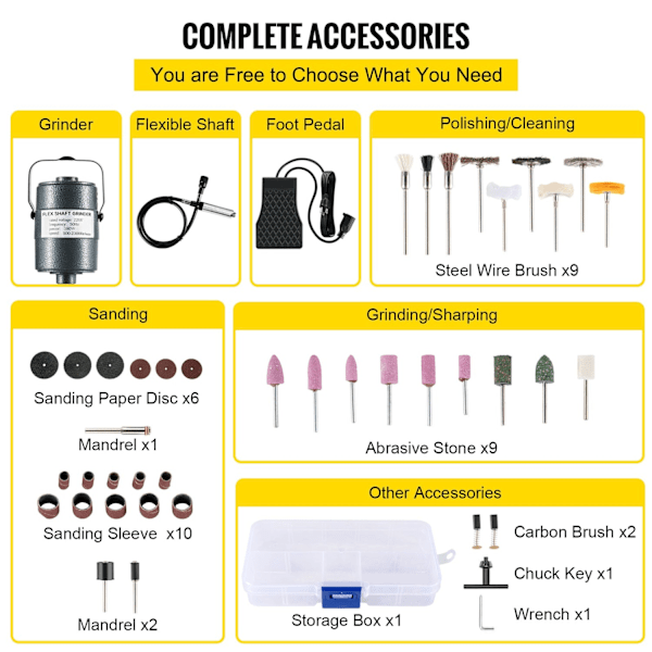 Flexskafts Slipmaskin Kit - 3-i-1 Verktyg för Metall, Trä & Stenpolering 380W