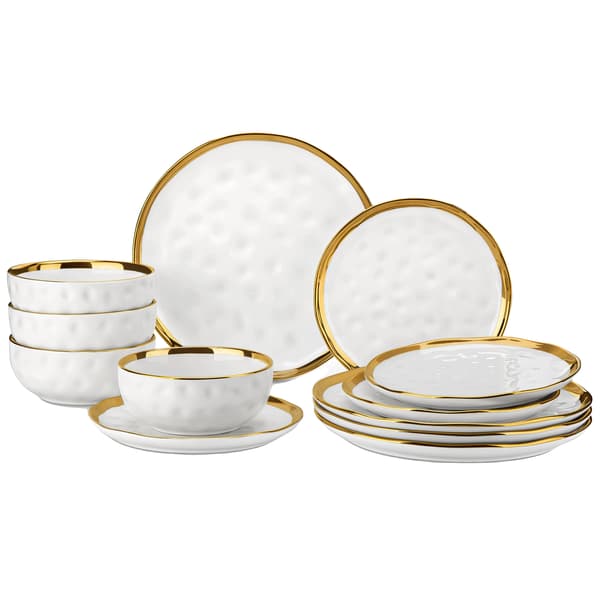 Servisesæt, Elegant Design, Holdbart Keramik, Hvid, 12 PCS