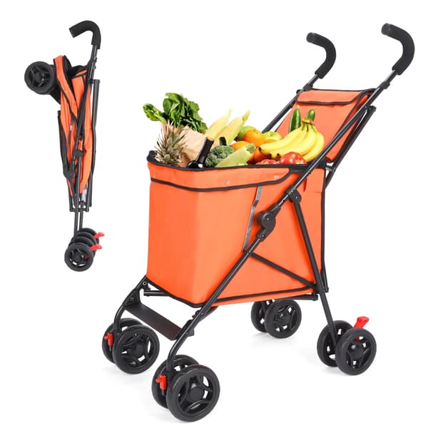 Fällbar Marknadsvagn, Lättviktsmaterial, God Kapacitet,Orange