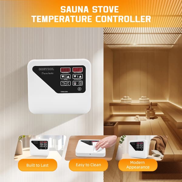 Sauna Temperatur Controller, Væghængt, Dobbelt Driftsmode, hvid