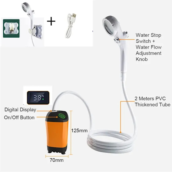 Kannettava retkisuihku, ladattava, 37V pumppu, 4400mAh suihku b 4400mAh Shower B