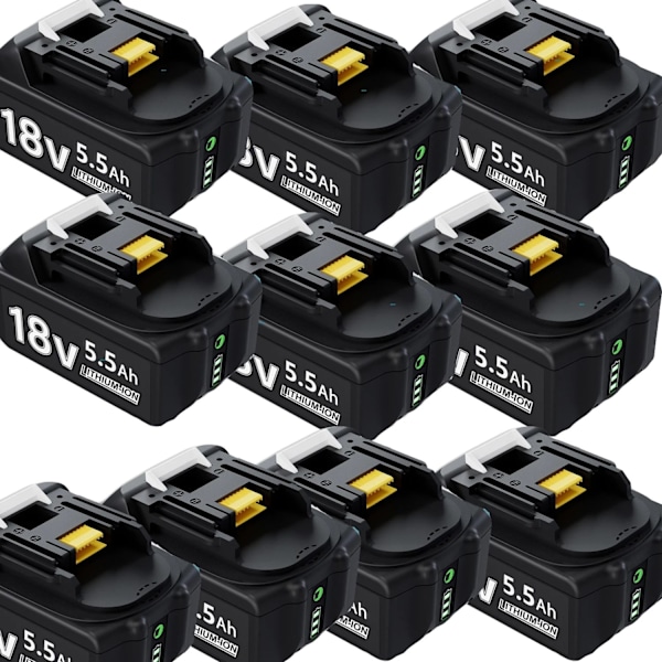 18V Li-ion batteri til Makita værktøj, 5,5Ah kapacitet, LED-indikator,10 stk 10 PCS 10 pcs