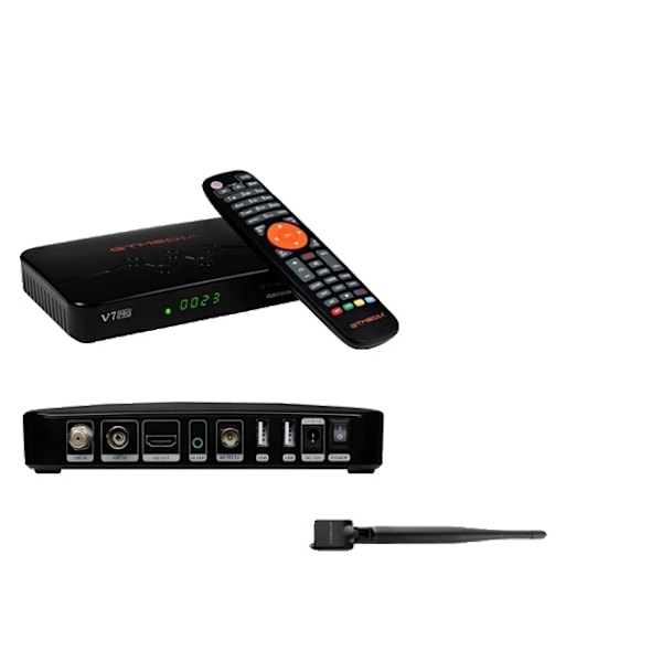 Satellitmodtager, Multi-rumsfunktionalitet, USB-forbindelse, V7 PRO med WiFi, EU-stik