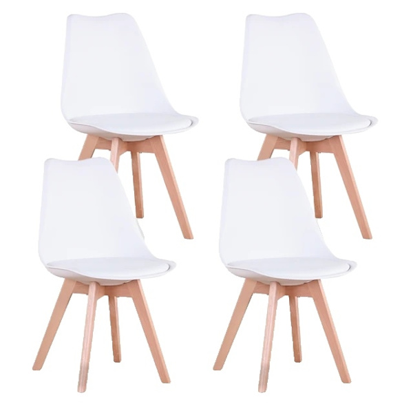 Nordiska matstolar, massivt trä, stoppad sits, Vit White White