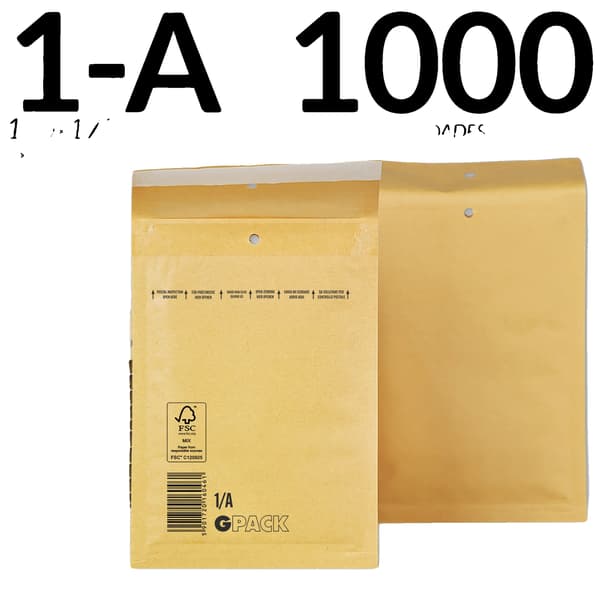 Bubbelkuvert, Inre Bubbelvaddering, Hållbart KRAFT Material, 1000 Enheter- 1-A (130X175Mm)
