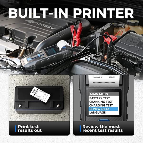 Bilbatteritesteren, indbygget printer, 100-2000 CCA testområde, BT300P