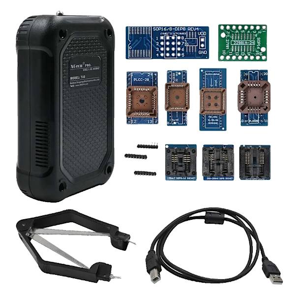 Universell programmerare, stöder EPROM/MCU/SPI/NOR/NAND Flash, kompakt design,T48 10 adaptrar