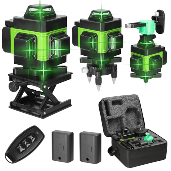 4D 16 Viivan Laser-taso, Itsetasaus, Ladattava Akku,vihreä EU-pistoke Green EU Plug green EU Plug