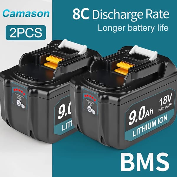 Ersättningsbatteri, 9Ah kapacitet, 18V spänning, 2 PCS 9Ah Batteri