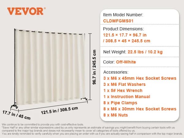VEVOR Rumsavdelare, Enskild Panel Beige, Robust Ram av Kolfiberstål,Enkelpanel Beige