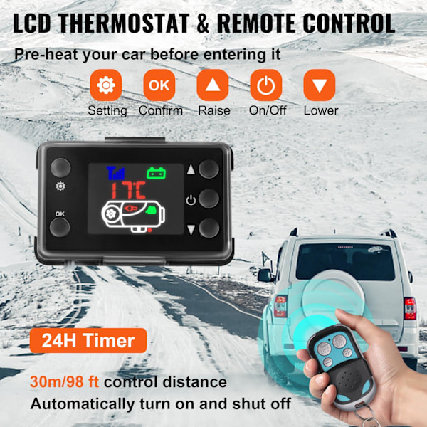 5KW Diesel Luftvarmer 12V - Hurtig Opvarmning, Lavt Brændstofforbrug, LCD & Fjernbetjening New LCD 1 Muffler