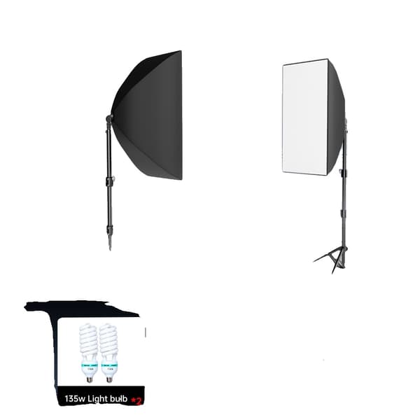 Fotografi Ljuskit, Justerbart Höjdstativ, Softbox Design, 2 135W Glödlampor