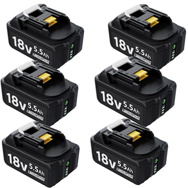 18V Li-ion batteri til Makita værktøj, 5,5Ah kapacitet, LED-indikator,6 stk 6 PCS 6 pcs
