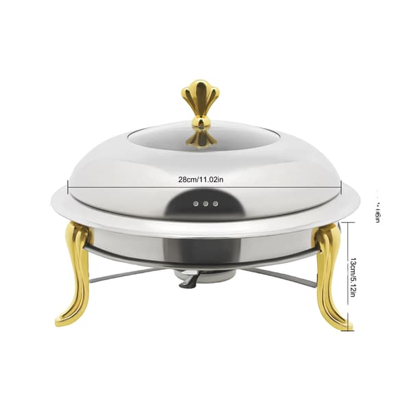 Rund Chafing Dish, Rustfrit Stål, 28 cm Indvendig Diameter, 3L Kapacitet, Sølv