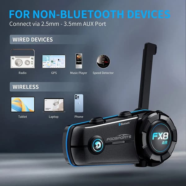 Motorcykel Intercom, Bluetooth 5.0, 1000m Räckvidd, FX8 Air intercom