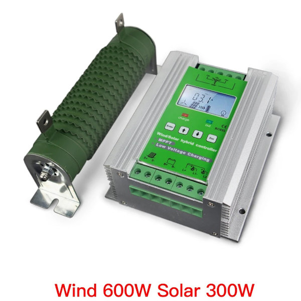 MPPT Hybrid Vind Sol Laddningskontroll, 116.6A Maximal Ström, LCD Display,Vind 600W Sol 300W, 12V eller 24V Auto Wind 600W Solar 300W Wind 600W Solar 300W