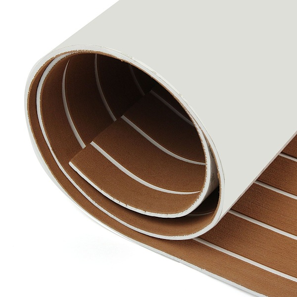 Båtdäcksmatta, självhäftande, marint golv Brown White
