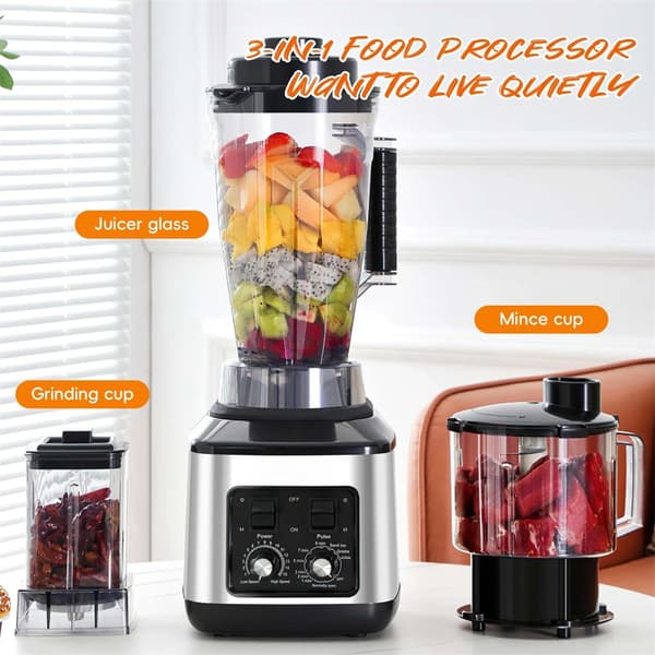 Sähkosekoitin, monitoimimixeri, korkea teho 9500W, 3L+1.5L+0.5L, EU Plug
