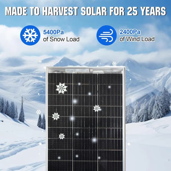 Solpanel, 120W maximal effekt, monokristallint kiselmaterial, vattentålig design, 1st 120w panel