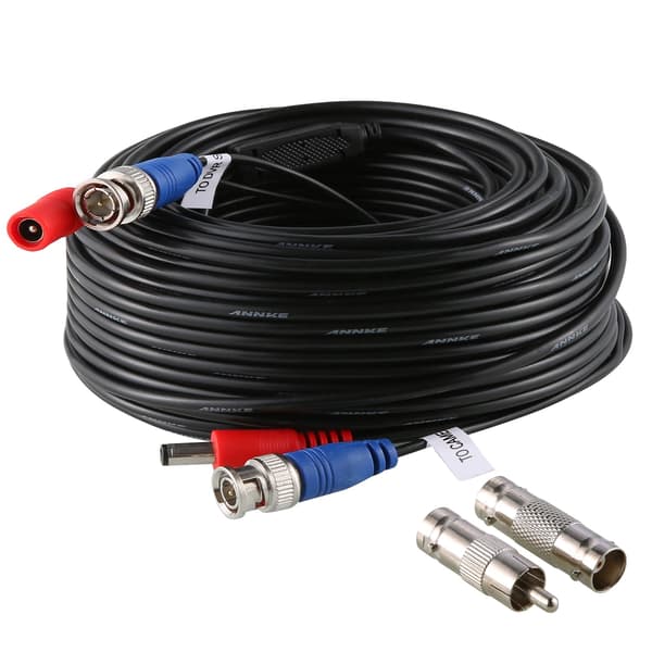 CCTV Kabel, 30M Video Strømforbindelse, BNC & Strømstik Klar, Beige, 30m