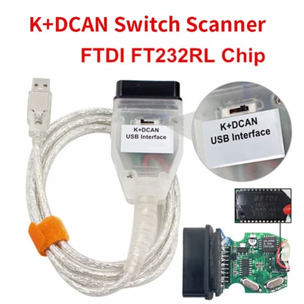 OBD-II diagnostisk kabel, FTDI chip, kompatibel med luksusbiler, Hvid