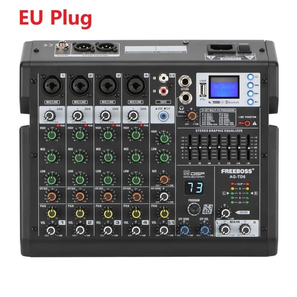 Lydmixer, 6 kanaler, 99 DSP-effekter, EU-stik