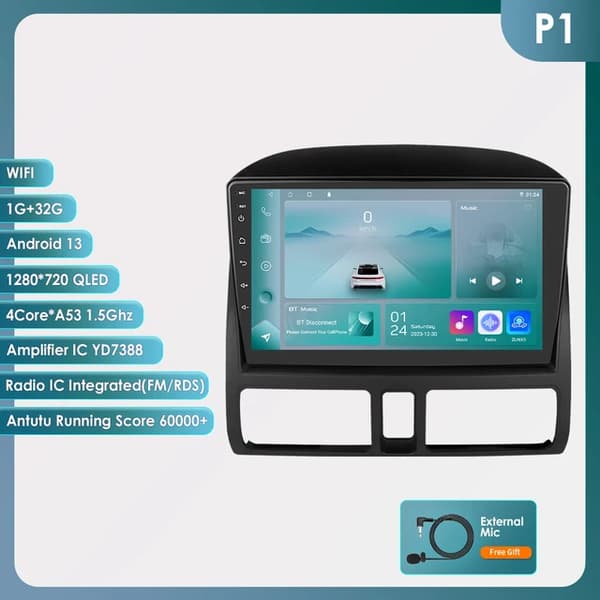 Auton multimedia-soitin, Android 12, Sisäänrakennettu GPS, 4ytimen 1G 32G -P1