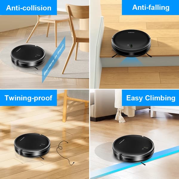 Robotstøvsuger, Smart Kortlægning, Våd- og Tørmoppe, Sort-a