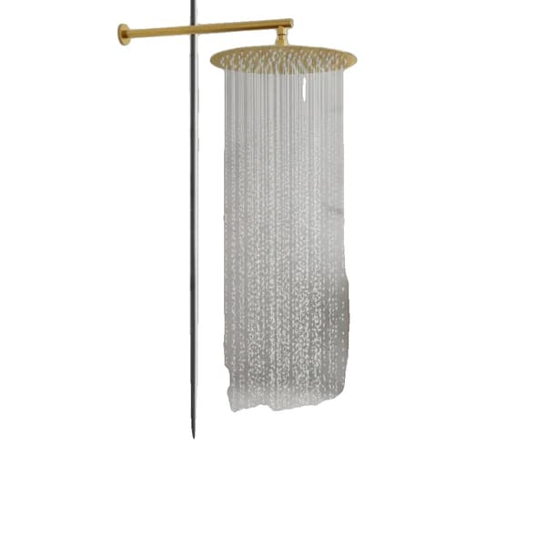 Bruserhoved, 30 cm diameter, 140 dyser, Rustfrit stål, Guld finish, Væg- eller loftmontering