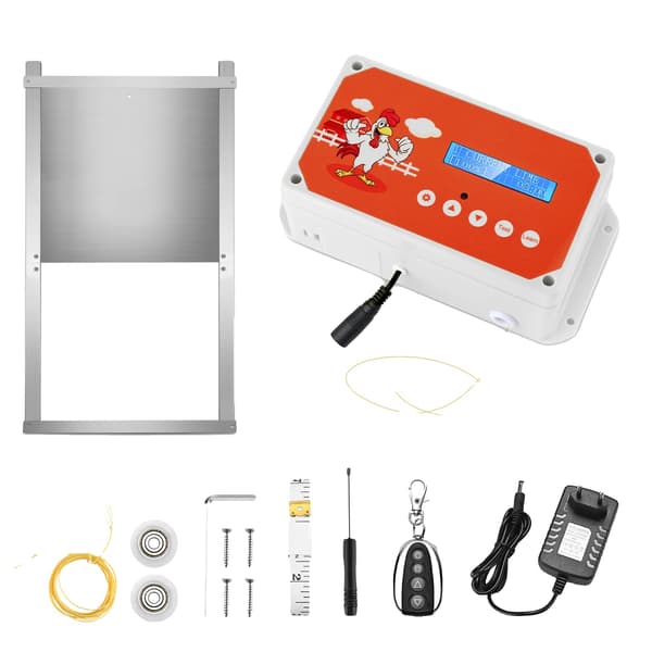 Automatisk hönshusdörr, timer och ljussensor, LCD-display, D