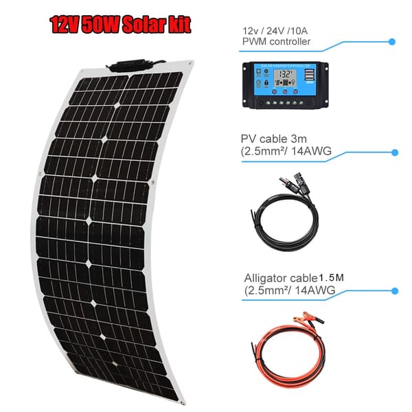 Solpanel, Høj Effektivitet, Alsidige Anvendelser, 12V 50W Solarkit