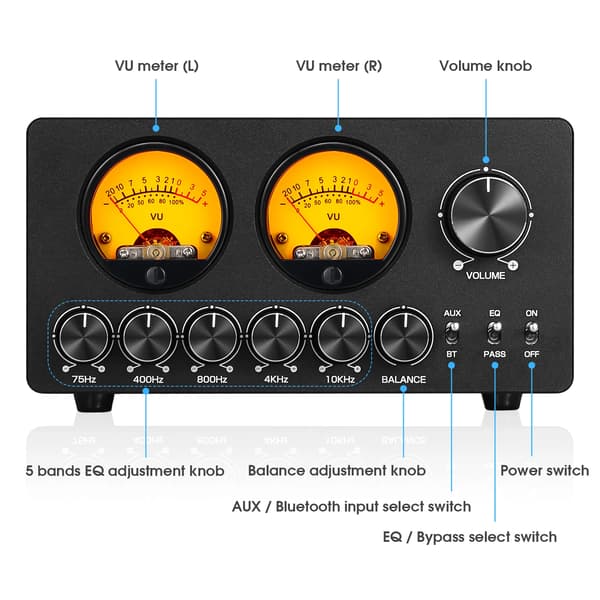Mini 5-bånds EQ-forstærker, Bluetooth-indgang, kompakt design