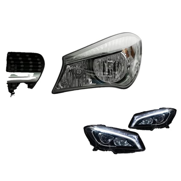 Forlygtesamling, Kompatibel med Benz W117 CLA, Højtydende LED, Holdbart ABS-materiale, Til Original Halogen
