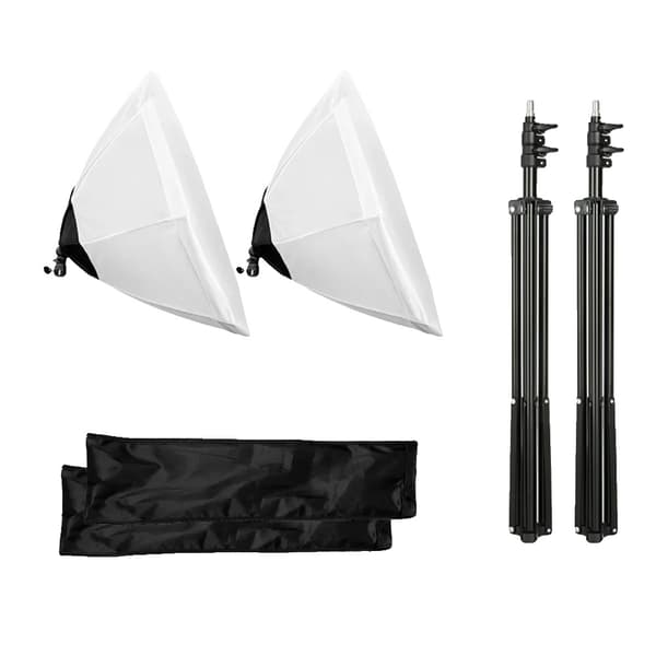 Softbox Kit, Justerbar Lyskildevinkel, Holdbart Materiale, 2 sæt uden pære