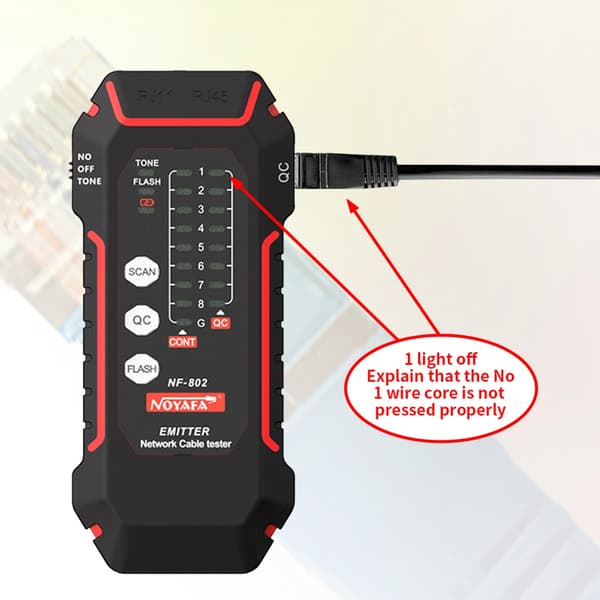 Noyafa NF-802 Kabeltester, Wiremap-funktion, understøtter CAT5 CAT6, NF-802