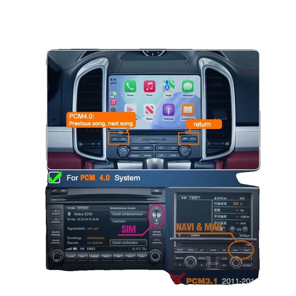 Trådløs CarPlay Android Auto Modul, WiFi-forbindelse, Understøttelse af flere kameraer, Til Porsche pcm4.0