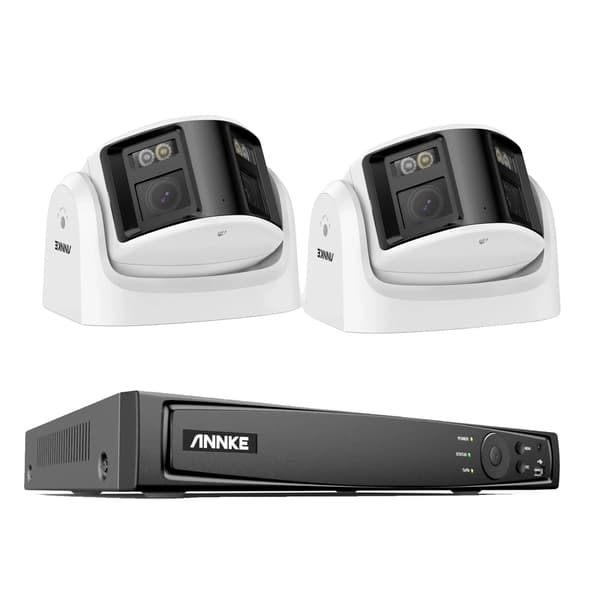 8MP säkerhetskamera, dubbellins, 180 graders panoramavy, 8CH NVR, 8CH NVR 2Pcs Kits-a, Ingen
