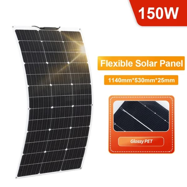 Fleksibelt solcellepanel, 150W, 18v opladning, 150W solpanel