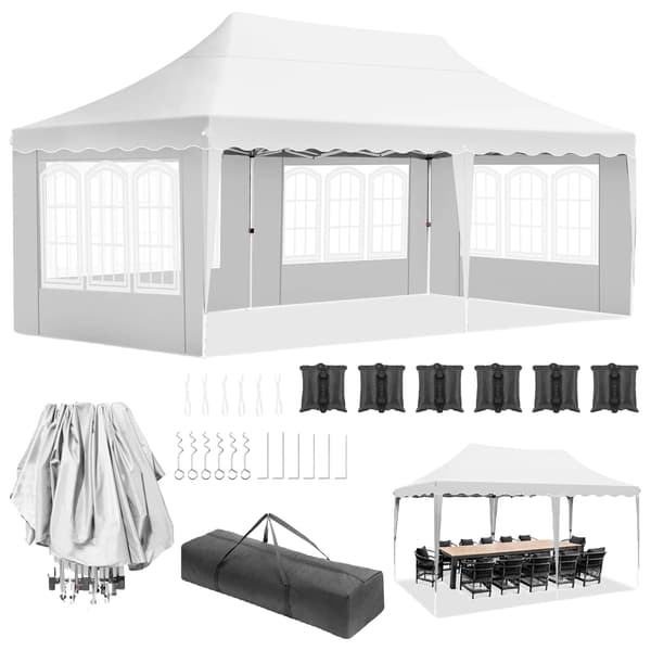 Gazebo, Vandtæt Kappe, UV Beskyttelse, HVID