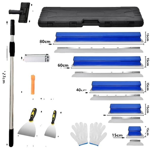 Gipsplade Skimming Blade Sæt, Rustfrit Stål Blade, Komfortabelt Greb, Blå 5Pcs Sæt