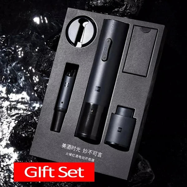 Automatisk Vinflaskeåbner, Hurtig 6-Sekunders Åbning, Langvarigt Batteri,Gaveæske Gift Set Gift Set
