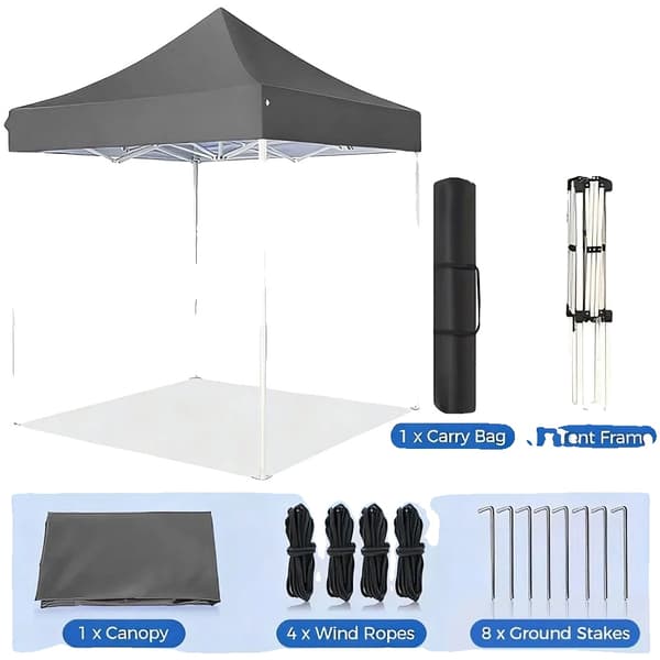 Gazebo, UV-beskyttelse, Sammenklappelig og Bærbar, Grå-2x2Meter