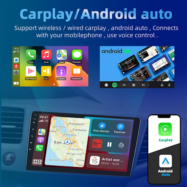 Android-autoradio Nissan Qashqai J10 2006-2016 - AI-ääniohjausvideotoisto, 4G Auto Carplay 2din Autoradio 1 16G Carplay AHD