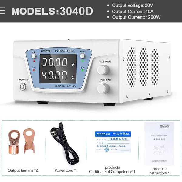 DC Strømforsyning, Programmerbar Digital Kontrol, Justerbar Udgange Strøm, KPS3040D 30V 40A, 220V