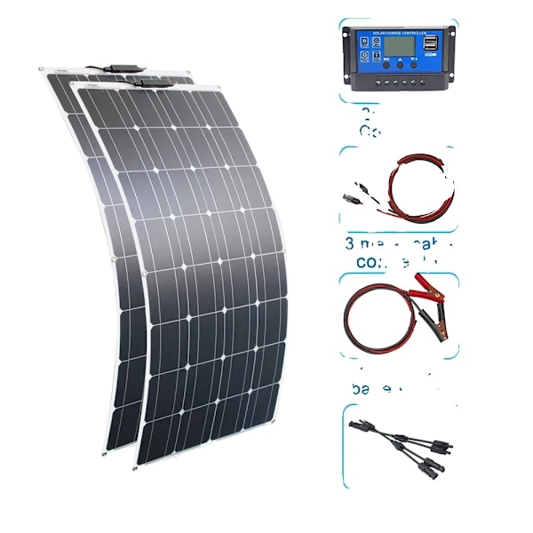 Fleksibelt Solcellepanel 100W, Høj Effektivitet 21%, Ultra Letvægt,200W solsystem 200w solar system 200W solar system