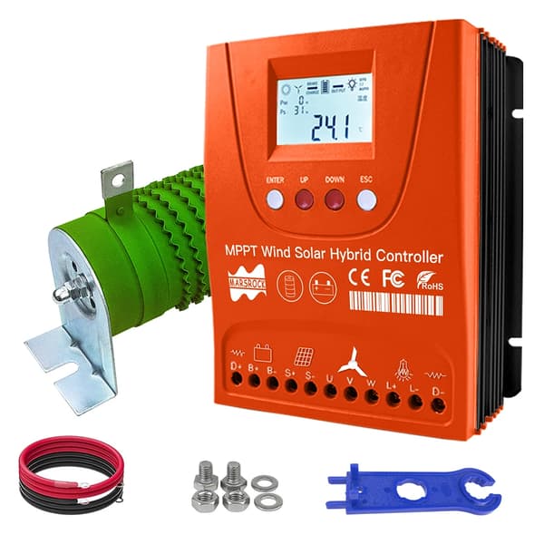 Hybrid solvindkontroller, LCD-display, effektiv energihantering, Vind1500W Sol1500W-a, Auto 12V 24V, Extern Vind-Sol Hybrid-a