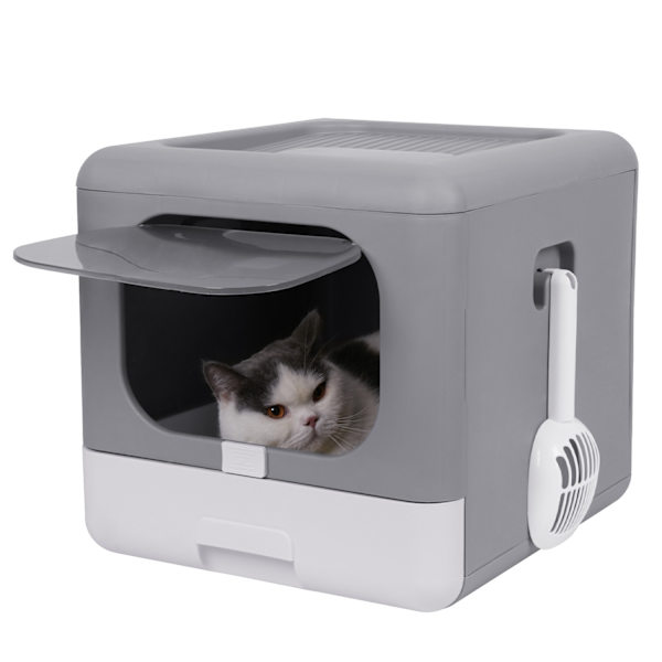 Kattlåda, Hopfällbar Design, Kattlåda Skopa Låda GRAY